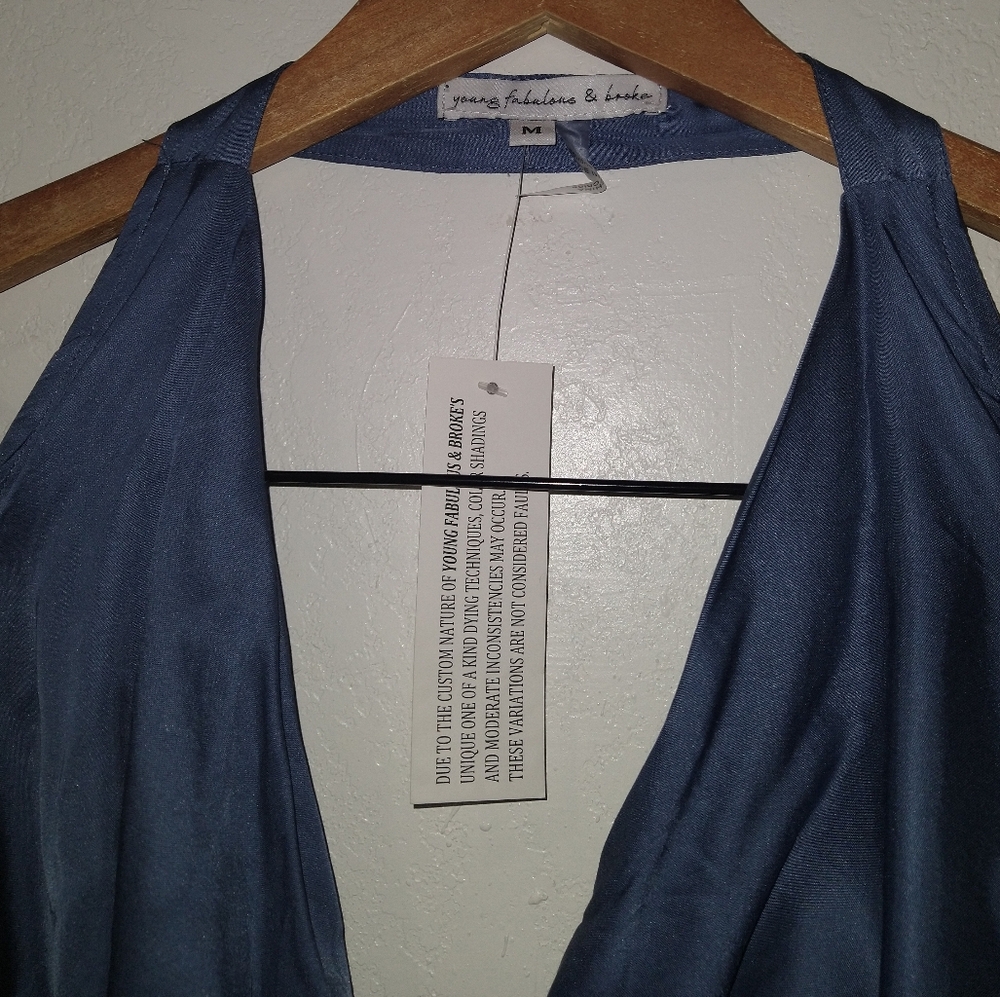 NWT YOUNG FABULOUS & BROKE Rebel Halter Blue Dress - Picture 6 of 8